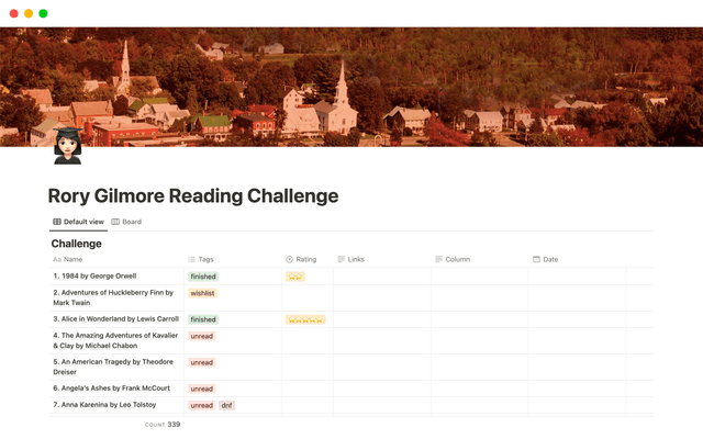 Rory Gilmore Reading Challenge
