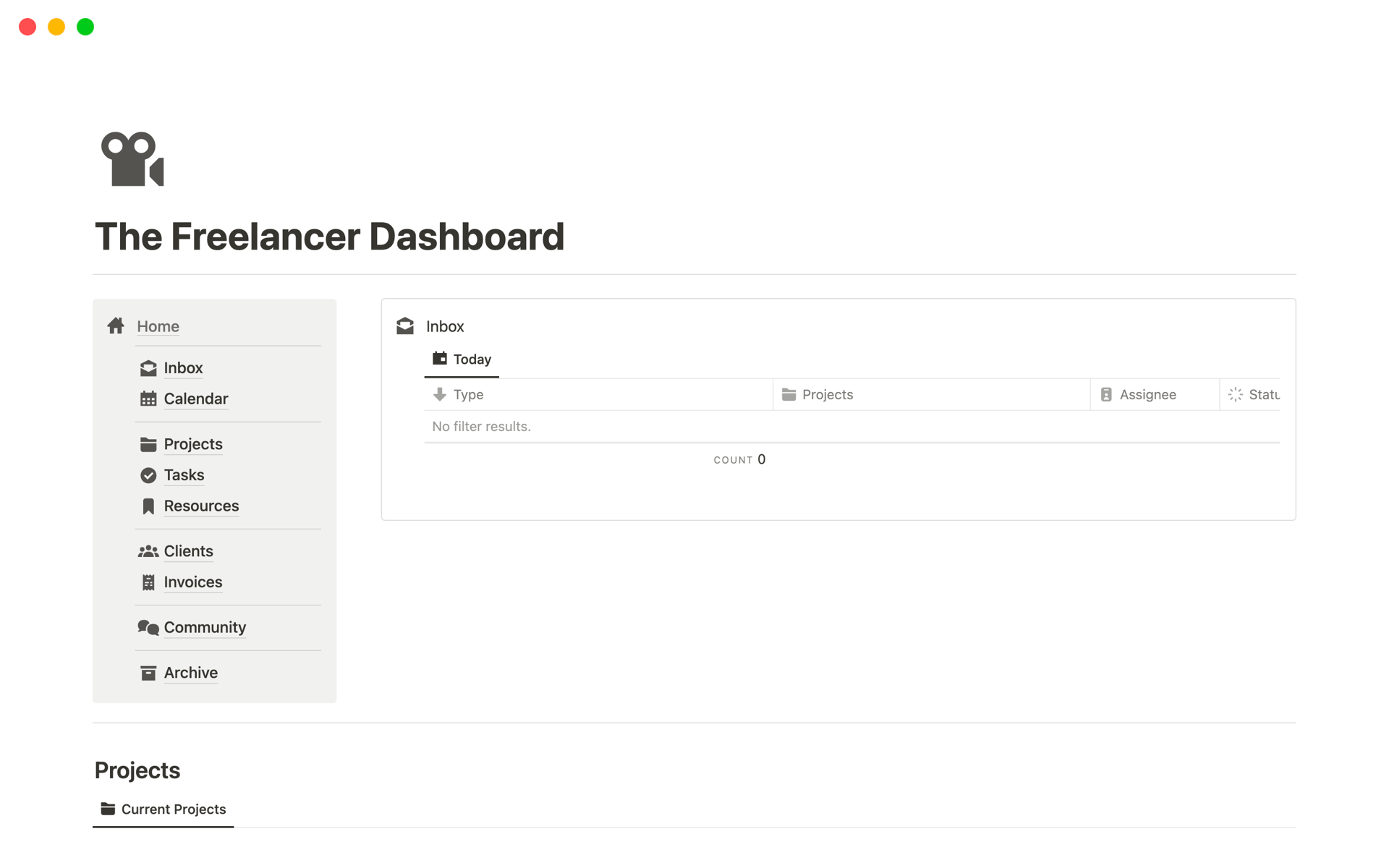 A template preview for The Freelancer Dashboard